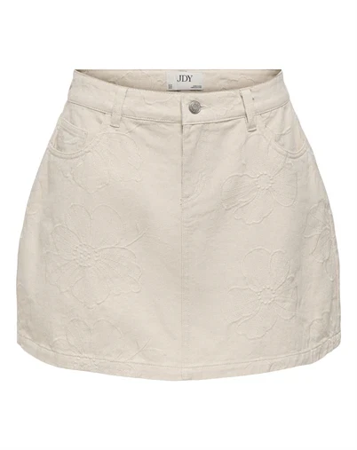 JDY - JDYHavanna Emb Denim Nederdel - Ecru
